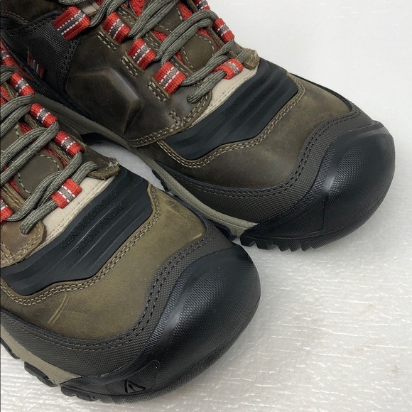 NEW Keen Boots Ridge Flex Mid Hiking Waterproof Dark Olive/Red Mens Size 7.5 main image 11